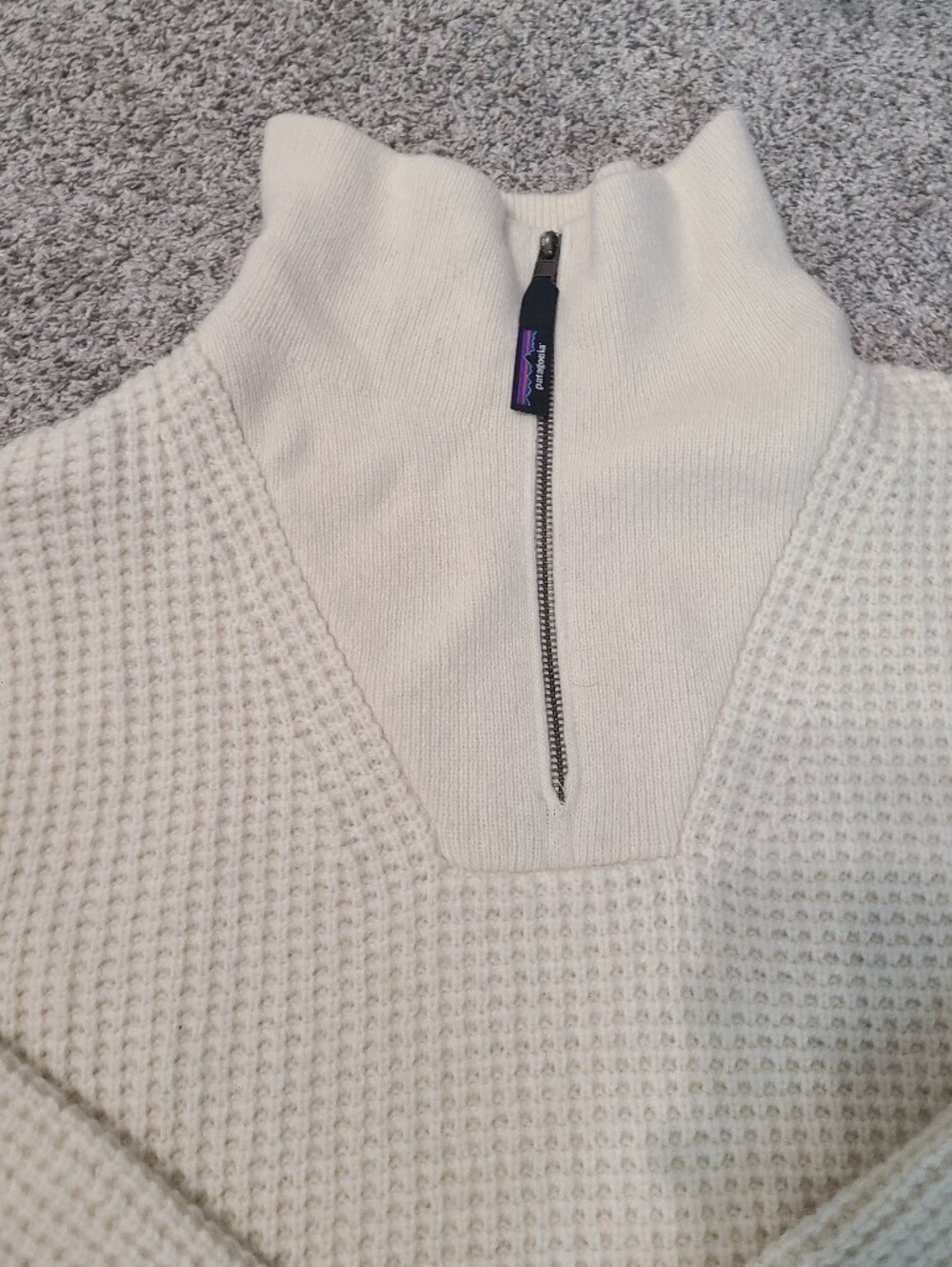 Patagonia Dyno White Recycled Wool-Blend 1/4-Zip Sweater Size M - Picture 3 of 6